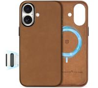SHIELDON Custodia in Vera Pelle per iPhone 16 6,1" 5G 2024, Marrone