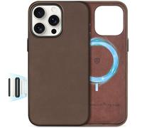 SHIELDON Custodia in Vera Pelle per iPhone 16 Pro Max 6,9", Marrone Scuro