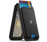 SHIELDON Porta Carte in Vera Pelle per MagSafe, Nero Litchi Grain | Supporto Regolabile, Blocco RFID, Magnetico Portafoglio Porta Carte per Uomini/Donne, per iPhone 18/17/16/15/14/13/12 Series