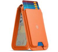 SHIELDON Portafoglio Magnetico in Vera Pelle per MagSafe, Arancio | Supporto Regolabile Orizzontale/Verticale, Blocco RFID, Sportello ID, Forte Adesione, per iPhone 18/17/16/15/14/13/12 Series