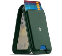 SHIELDON Portafoglio per Magsafe in Vera Pelle, con Supporto Regolabile (Orizzontale/Verticale) Portafoglio Magnetico [Blocco RFID] Porta Carte Magnetico per iPhone 16/15/14/13/12 Series - Verde Notte