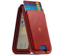 SHIELDON Portafoglio per MagSafe in Vera Pelle, Rosso Retrò | Supporto Regolabile, Blocco RFID, Porta Carte Magnetico Portafoglio per Uomini/Donne, per iPhone 18/17/16/15/14/13/12 Series