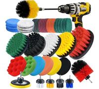 Shieldpro Set di 45 spazzole per trapano, spazzola multiuso Power Clean, spugne e spugna con attacco lungo per bagno, cucina, malta, vasca, piastrelle, angoli, auto