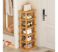 Shienfir Scarpiera verticale a 6 ripiani in bambù, impermeabile, piccola scarpiera per spazi ristretti, corridoio, camera da letto, bagno, corridoio, organizer per scarpe, giallo