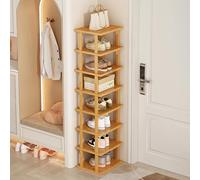 Shienfir Scarpiera verticale, organizer alto e stretto a 5/7/8 ripiani, per piccoli spazi, elegante scarpiera in legno per ingresso, angolo porta, scaffale salvaspazio a torre (XL-8 livelli)