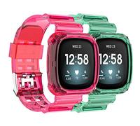 Shieranlee Cinturino Compatibile con Fitbit Versa 3, Cinturino Sportivo in TPU Trasparente Morbido con Custodia Protettiva in Acciaio Inox, Compatibile con Fitbit Sense/Fitbit Versa 3