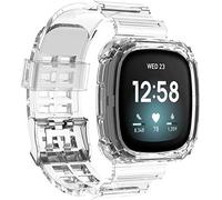 Shieranlee Cinturino Compatibile con Fitbit Versa 3, Cinturino Sportivo in TPU Trasparente Morbido con Custodia Protettiva in Acciaio Inox, Compatibile con Fitbit Sense/Fitbit Versa 3