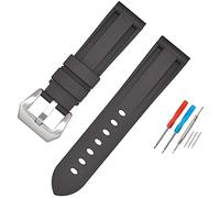Shieranlee Cinturino sportivo in silicone adatto per orologio Panerai PAM Watch 26MM Cinturino Orologio Fibbia Dell'acciaio Inossidabile Spazzolato