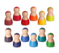 SHIERDU 12 pezzi arcobaleno bambole di legno pioli gioco di ruolo in legno figure di persone per bambini piccoli apprendimento prescolare giocatt