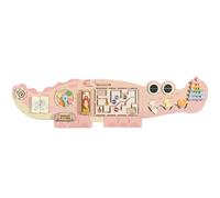 SHIERDU Gioco interattivo da parete con coccodrillo rosa, giocattolo educativo in legno con oltre 10 giochi per bambini (3+), apprendimento STEM, coordinazione occhio-mano e sviluppo sensoriale