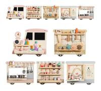 SHIERDU Set interattivo da parete treno occupato per bambini, gioco di ruolo 5 in 1 con cassette degli attrezzi in legno, cucina, kit medico e molto altro ancora, giocattolo educativo montato a parete