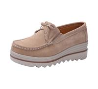 Shies - Scarpe da donna Mary Jane alla moda primaverile e autunnale da donna, con fondo spesso, tacco inclinato, comode, casual, scarpe Hawking, cachi, 39 EU