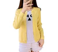 ShiFan Donna Cardigan in Maglia A Manica Lunga con Bottoni Elegante Giacca Corto Giallo S