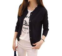 ShiFan Donna Cardigan in Maglia A Manica Lunga con Bottoni Elegante Giacca Corto Nero XL