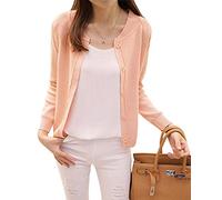 ShiFan Donna Cardigan in Maglia A Manica Lunga con Bottoni Elegante Giacca Corto Pink S