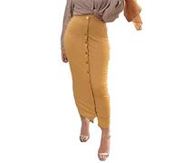 ShiFan Donna Elastico Gonne Lunghe Tubino A Vita Alta Gonna Aderente Giallo 2XL