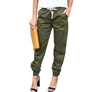 ShiFan Donna Militari Cargo Elastico Caviglia Pantaloni con Elastico in Vita Esercito Verde M