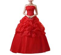 ShiFan Eleganti Abito da Sposa Senza Spalline del Pavimento-Lunghezza delle Donne Rosso S