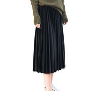 ShiFan Gonna Lunga Plissettata di Elasticizzata Vita Midi Gonne Taglie Forti Nero 6XL