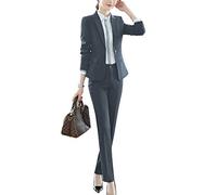 ShiFan Tailleur Donna Elegante Cappotto Ufficio Business Blazer Top Corto Ol Giacca da Abito Grigio 2 L