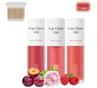 Shiftalter Tinted Lip Glow Oil, Long-Lasting Shiny Fruit Flavor Lip Glossy, Clear Glossy Lip Glow Oil,Keep Shiny All Day with Waterproof (01#+02#+03#)