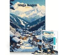 Shiga Kogen Giappone Villaggio Invernale Puzzle da 1000 pezzi per adolescenti Gioco di allenamento mentale Rilassamento mentale Design Assemblaggio Lista dei desideri di Babbo Natale 38x52cm