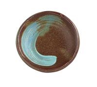 Shigaraki Articoli Giapponese Ceramica Piccola Piastra Spazzola Segni Hakeme Blu