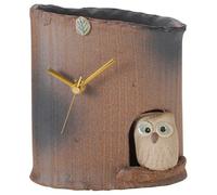Shigaraki Yaki Oggetto Giappone Ceramica Tavolo Orologio Grove Gufo Fukuro IN