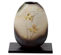 Shigaraki Yaki Oggetto Giapponese Ceramica Fiore Pentola Ishi Haze Kinka Oro W/