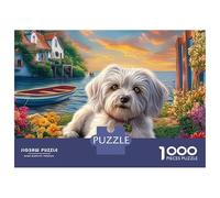 Shih Tzu 1000 pezzi Flower Cottage Repose Puzzle robusto antipolvere per avanzati Regalo di compleanno Tempo libero Hobby divertimento 38x26 cm/1000 pezzi