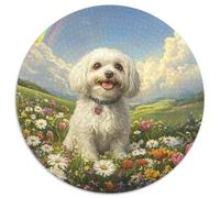 Shih Tzu 1000 Pieces Round Puzzle Jigsaw Birthday Gift Reative Puzzles Per La Decorazione Delle Pareti for Adults And Children 1000pcs (67.5x67.5cm)
