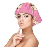 Shih Tzu a pois rosa,Cuffia da notte elastica in raso per adulti, fascia per capelli in seta regolabile, cuffia da notte elastica per donne