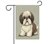 Shih Tzu Bandiera da giardino con cane per casa, prato, cartello di benvenuto, striscione su entrambi i lati, piccole bandiere personalizzate per piscina, cortile, decorazione da parete per la casa