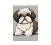 Shih Tzu Bandiera da giardino di benvenuto per cani, 0,6 x 0,9 m, non sbiadisce, doppia faccia, per casa, cortile, cortile, veranda, prato