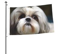 Shih Tzu - Bandiera per cani da 0,9 x 0,9 m, stampa su entrambi i lati, bandiere da giardino, per esterni, bandiere per vacanze, striscione regalo con occhielli, sfondo fotografico, per interni ed