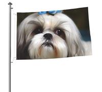 Shih Tzu Bandiere per cani per esterni 0,6 x 0,9 m, bandiera stagionale da giardino con occhielli bandiera esterna per decorazioni per la casa sfondo fotografico