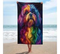 Shih Tzu Cane in Colori Arcobaleno Telo Mare in Microfibra Senza Sabbia Grande Asciugamano Doccia Multiuso Assorbente per Bagno Piscina 130x80 CM
