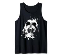Shih Tzu Cane Indossare Shades Splash Art Grunge Canotta