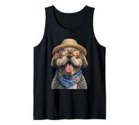 Shih Tzu con Occhiali da Sole e Cappello di Paglia Beachgoer Dog Summer Canotta