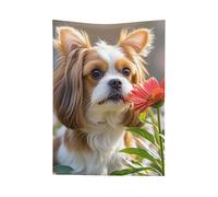 Shih Tzu Coperta di flanella con cane e fiori, calda e accogliente, coperta leggera e morbida per divano, letto, sedia, decorazione per la casa, 127 x 178 cm