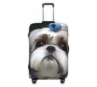 Shih Tzu - Copertura per bagagli con stampa di cane, elastica, antigraffio, lavabile, per bagagli da 45-81 cm, Nero , x-large