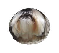 Shih Tzu Cuffia da doccia per cani, unisex, grande, riutilizzabile, a doppio strato, impermeabile, con fascia elastica, per tutte le acconciature, adatta ai viaggi