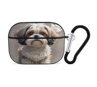 Shih Tzu Custodia protettiva antiurto per auricolari con moschettone, anti-caduta, per Airpods Pro di seconda generazione, colore nero