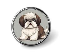 Shih Tzu - Distintivo rotondo per cani, in metallo, personalizzato, adatto per abbigliamento, borse, cappelli, spilla stampata umoristica, decorazione per feste, accessori per uomini e donne