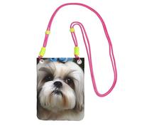 Shih Tzu Dog Crossbody Borsa per telefono per donne e uomini, impermeabile, mini borsa a tracolla per cellulare, piccola borsa a tracolla con tracolla regolabile, da viaggio, per telefono cellulare
