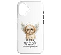 Shih Tzu Dog Memorial Angel Paw Prints Wings Hardest Goodbye Custodia per iPhone 16