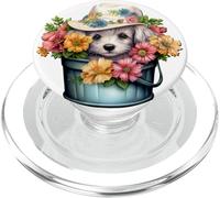 Shih Tzu Dog Puppy Graphic For Flower Lovers And Dog Mom PopSockets PopGrip per MagSafe