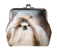 Shih Tzu Dog Puppy Portamonete in pelle PU da donna Mini portamonete con fibbia per ragazze