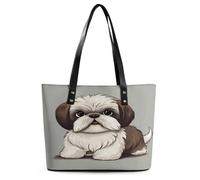 Shih Tzu Dog Tote Bag Grande Borsa in pelle morbida con cerniera leggera da donna borsa a tracolla