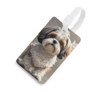 Shih Tzu - Etichette per bagagli per cani, porta carte di credito per valigie con scudo per la privacy, borsa da viaggio, targhetta identificativa per uomini e donne, zaino da borsa, stile bianco